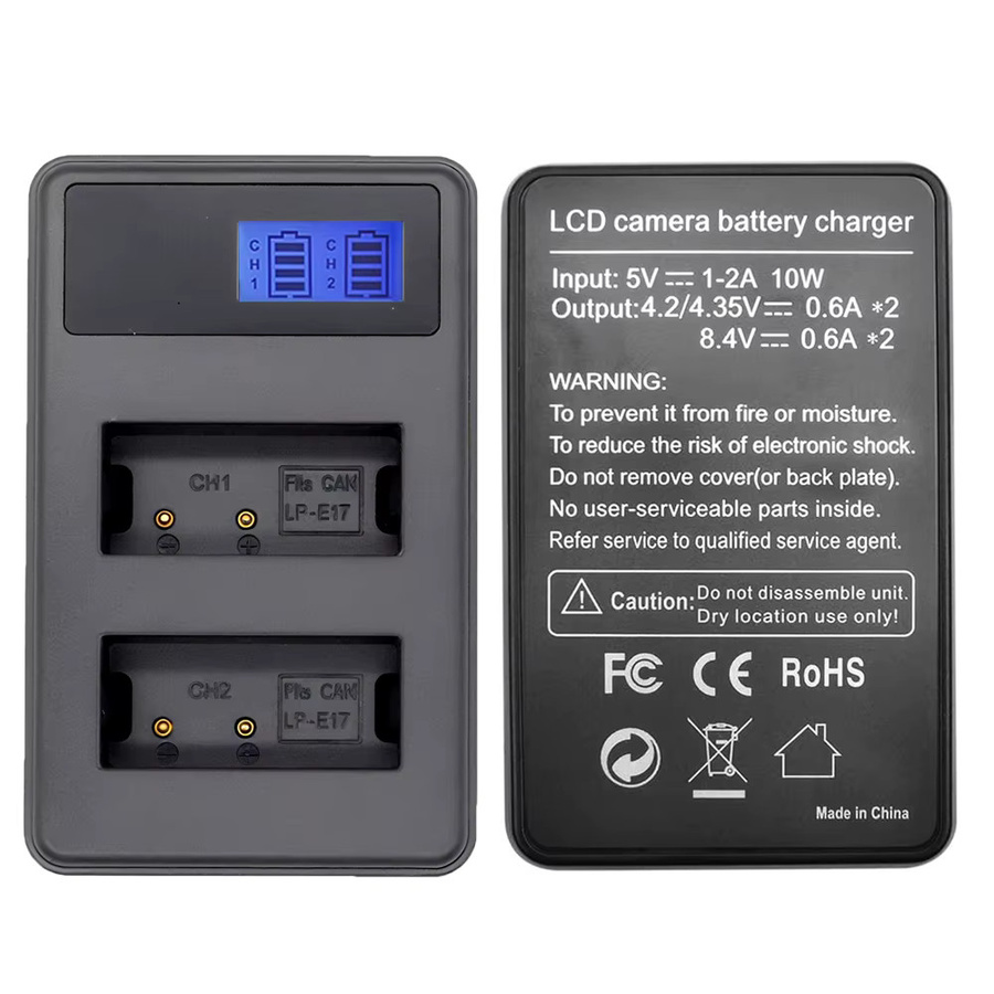 Canon LP-E17 Dual-Slot Ladegerät mit USB-C-Schnittstelle in Schwarz für Canon Kameras Rebel T6i, T7i, T8i, SL3, T6s, 200D, 800D und EOS 250D - Bild 2