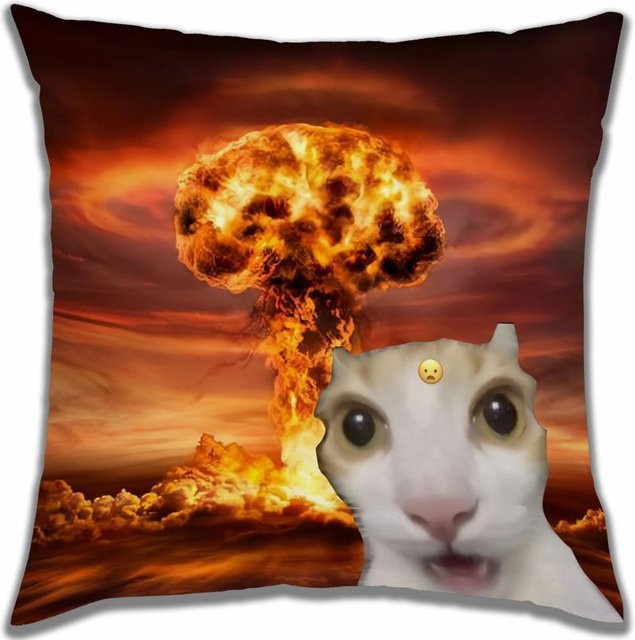 Dread Cat Meme Kissenbezug aus weichem Peach Skin für Sofa und Wohnzimmer, B/B: 18 x 18 cm - Bild 1