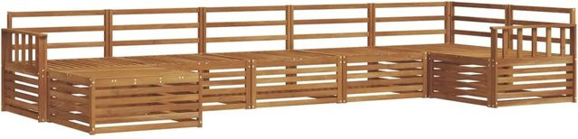 vidaXL Sofagarnitur 7-teilig aus Massivholz Akazie in Natur Braun im L-Shape Design - Bild 1