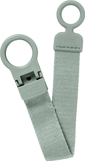 BIBS Schnullerband Loop Clip aus Silikon in Grün und Grau, BPA-frei und spülmaschinenfest - Bild 1