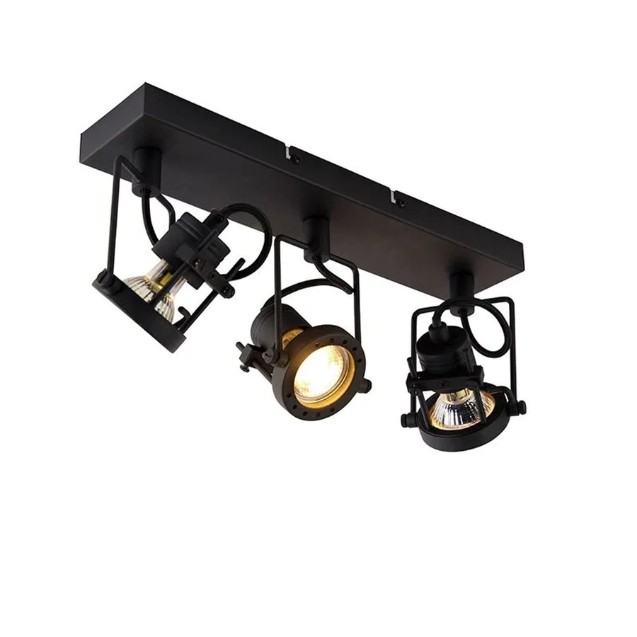 QAZQA Industriespot Suplux 3-flammig in Schwarz aus Stahl, dimmbar, GU10 - Bild 2