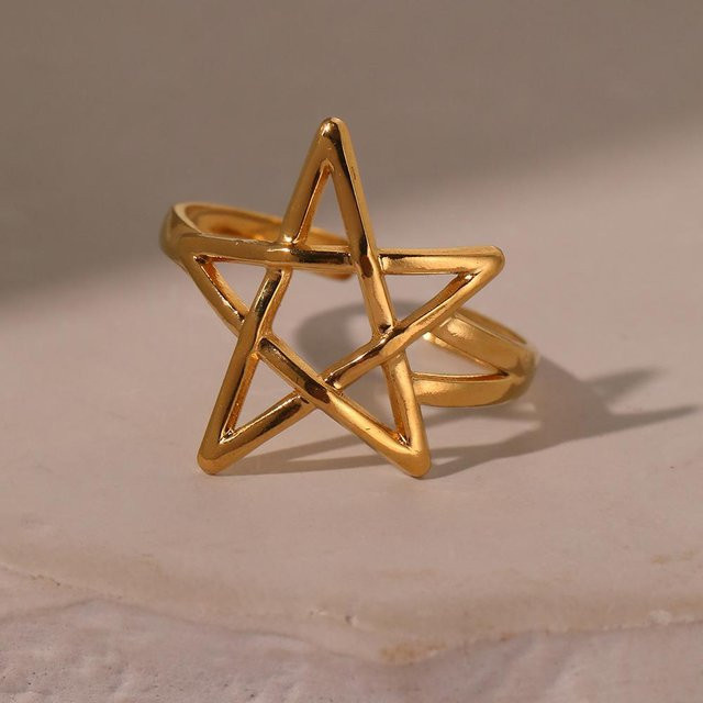 Lucky Star Jewelry Edelstahlring, Gold, Zirkonia, Unisex - Bild 1