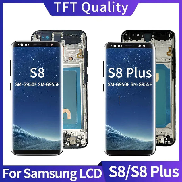 Samsung S8 G950 und S8 Plus G955 Ersatz LCD Display mit Touchscreen und Rahmen in Schwarz - Bild 1
