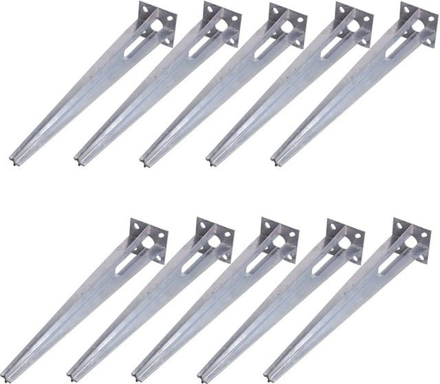 TRUTZHOLM 10er Set Bodenhülsen verzinkt in Silber, Durchmesser: 34 mm, Länge: 50 cm - Bild 1