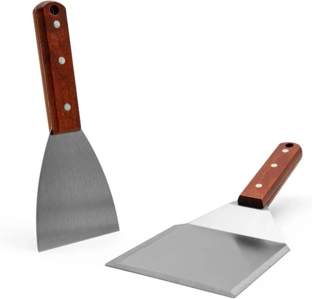BigDean 2er Set Grillspachtel aus Edelstahl für Plancha in Grau/Silber - Bild 1