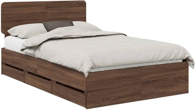 vidaXL Bettrahmen mit Schubladen in Eiche Braun aus Holzwerkstoff, B/T/H: 100 x 200 x 123 cm - Bild 1
