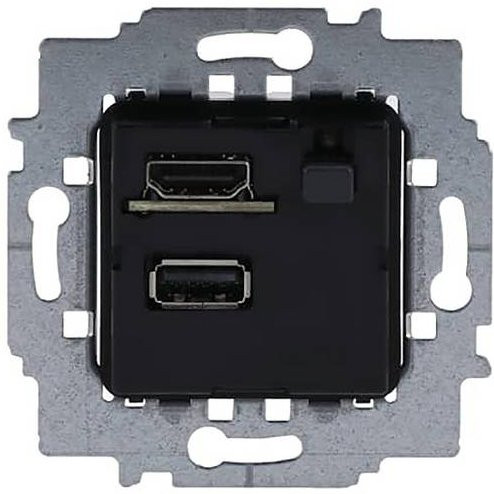 Busch-Jaeger Steckdose mit HDMI, USB-A und Bluetooth in Schwarz und Silber (2CKA008200A0223) - Bild 1