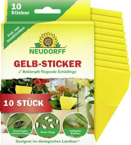 Neudorff Gelb-Sticker zur mechanischen Insektenbekämpfung für Blumenbänke, Wintergärten und Gewächshäuser, 10 Stück - Bild 1