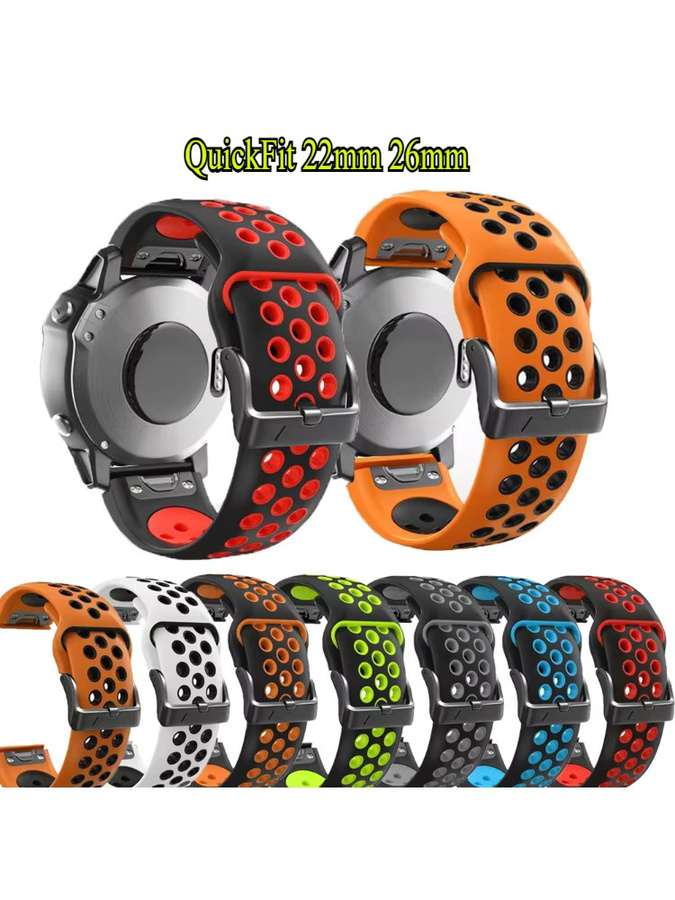 QCTOG Uhrenarmband Silikon, Schwarz, Unisex, 22mm/26mm - Bild 5