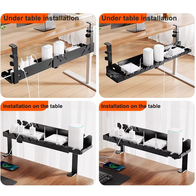 BEISHI Kabelmanagement-Tablett aus Metall in Schwarz zur Kabelablage unter dem Schreibtisch ohne Bohren - Bild 3