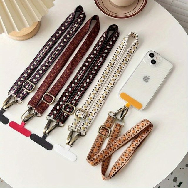 Aly Stickerei-Handy-Lanyard im ethnischen Stil, verstellbares Umhängebands mit Anti-Verlust-Funktion, Multicolor - Bild 1