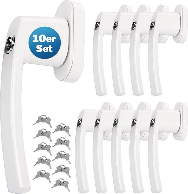 Monzana Fenstergriff 10er-Set Weiß abschließbar aus Stahl - Bild 1