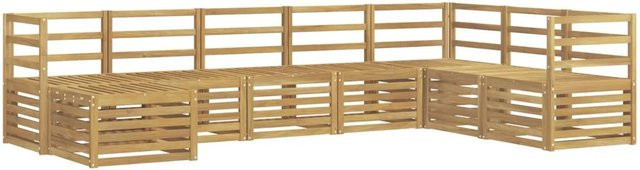 vidaXL Outdoor-Sofagarnitur 8-teilig in Weiß aus Akazienholz mit L-Form und Latten-Design, B/T/H: 304 x 185,5 x 73 cm - Bild 1