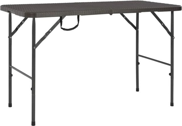 Furnicato Gartentisch klappbar in Braun mit Rattan-Optik aus HDPE und pulverbeschichtetem Stahl, B/T/H: 120 x 60 x 74 cm - Bild 1