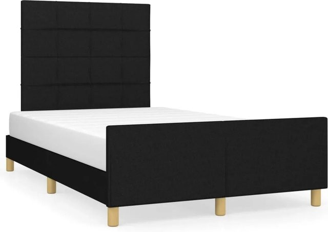 vidaXL Bettgestell mit Kopfteil in Schwarz aus Stoff und Holz, B/T/H: 120 x 200 x 126 cm - Bild 1