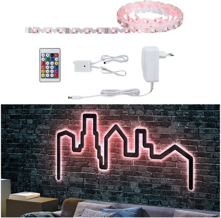 Paulmann FlexLED 3D Basis-Set Neon Flex RGB LED Leuchtschrift in Multicolor und Weiß, Länge: 3 m
