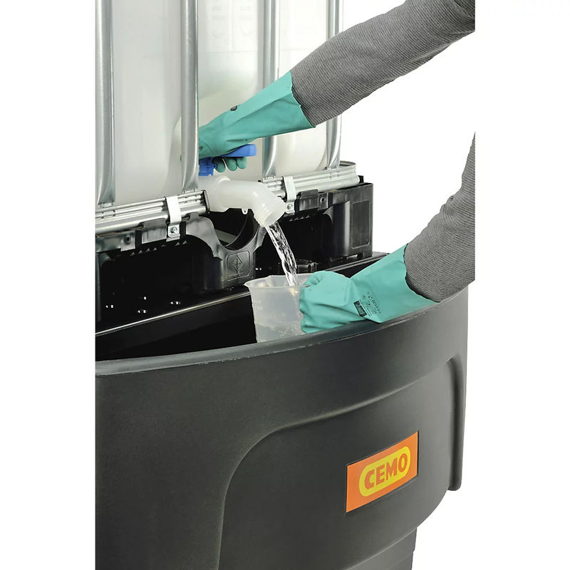 Cemo IBC-Auffangwanne aus Polyethylen mit Abfüllvorsatz und PE-Lochplatte, 1100 l, unterfahrbar - Bild 2