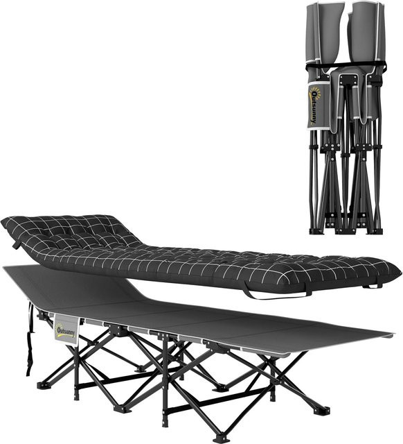Outsunny Campingbett aus Metall und Oxford-Stoff in Schwarz, B/T/H: 67 x 190 x 37 cm - Bild 1