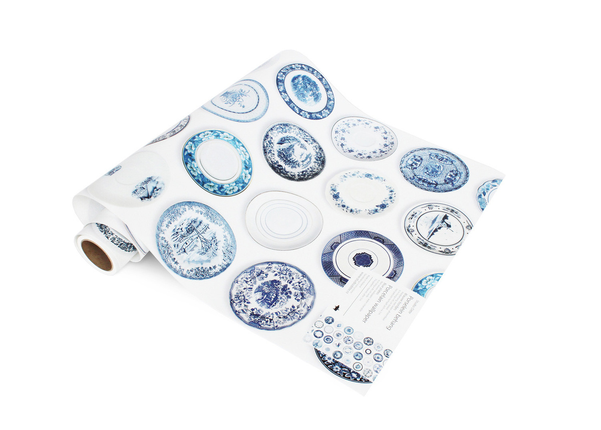 Studio Ditte Wallpaper Porcelain Blue Abstract Non-Woven Matt, Breite: 48,5 cm, Länge: 300 cm - Bild 2