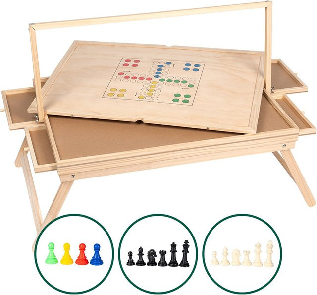 Genialo Puzzletisch in Braun mit LED-Licht, Spielbrett-Deckel und Spielfiguren-Set in Mehrfarbig - Bild 1