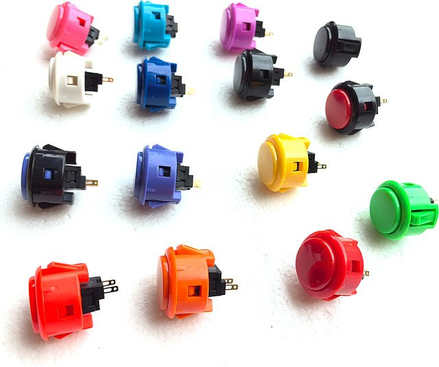 Sanwa Push Button für Arcade Controller und Hitbox DIY Projekte in Rot und Mehrfarbig (30mm und 24mm) - Bild 1