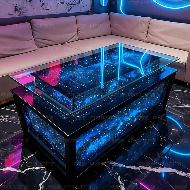 Moderner leuchtender Couchtisch aus gehärtetem Glas mit Display-Design von OEMG - Bild 1