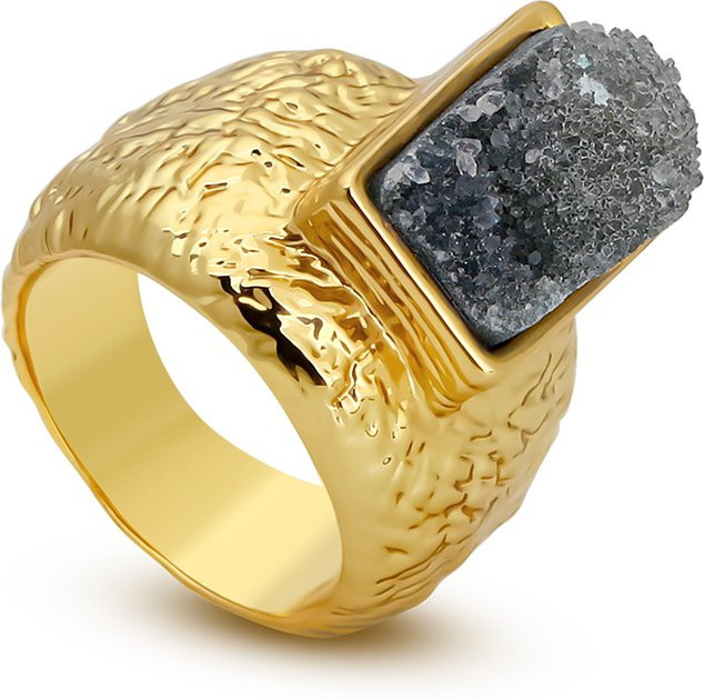 IVOG Halbedelstein-Ring, Messing, Gold, Kristall, Damen - Bild 1