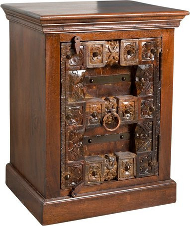 SIT Nachtkonsole ALMIRAH aus Altholz in Braun, 1-türig mit Schloss, B/T/H: 45 x 31 x 70 cm - Bild 1