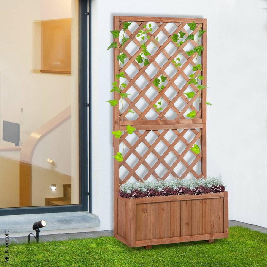 Outsunny Pflanzkasten aus Holz in Orange und Braun, B/H/L: 25 x 27 x 67 cm - Bild 2