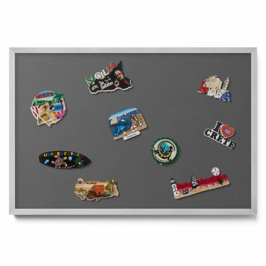 Tulup Magnettafel aus Metall mit silbernem Rahmen, Farbe Dunkelgrau, Breite: 60 cm, Höhe: 40 cm - Bild 2