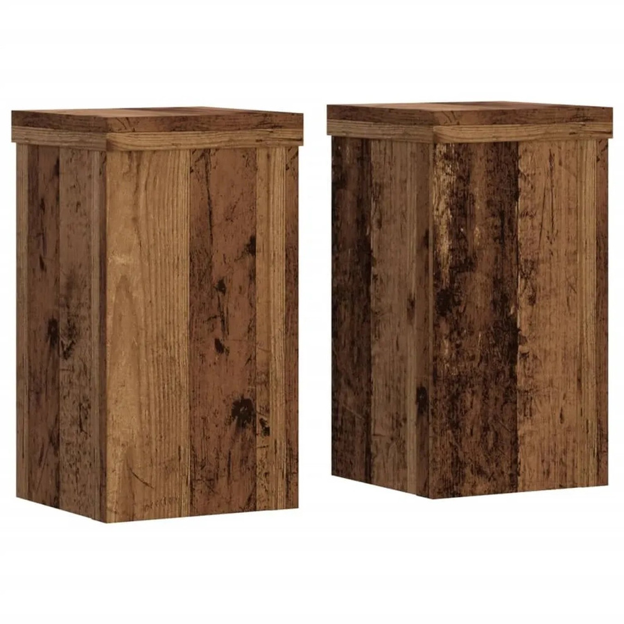 vidaXL Pflanzenständer 2er Set in Altholz-Optik aus Holzwerkstoff, Farbe: Braun, B/T/H: 10 x 10 x 18 cm - Bild 2