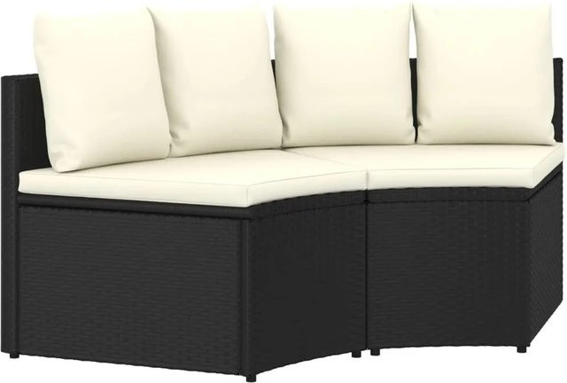 vidaXL 2-teilige Garten-Sofagarnitur aus Poly-Rattan in Schwarz mit wetterfesten Auflagen und Polstern - Bild 1