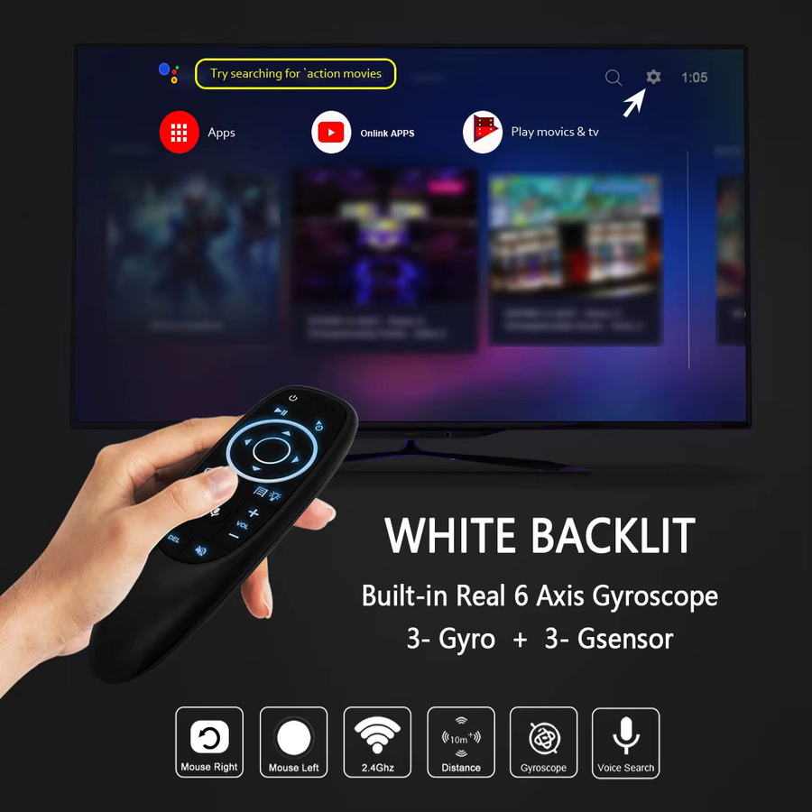Kebidumei G10S Pro BT Wireless Air Mouse mit Bluetooth 5.0, 2,4 G und IR-Lernen in Schwarz für Android TV Box H96 X96 MAX - Bild 3