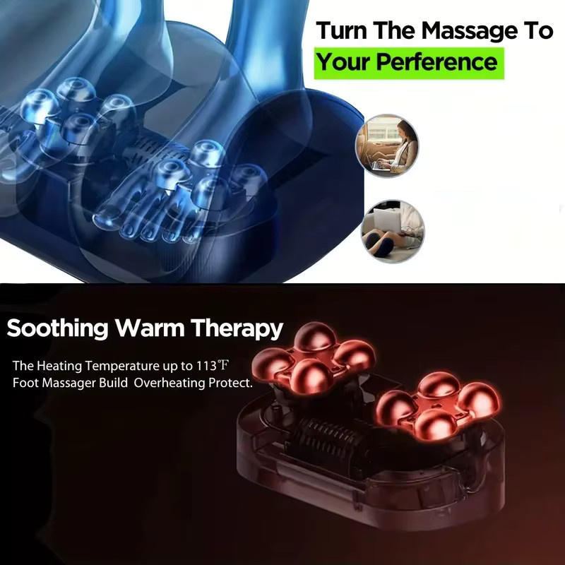 Monclique Elektrisches Fußmassagegerät mit Shiatsu-Massage, Wärmefunktion und Beinroller in Blau - Bild 3