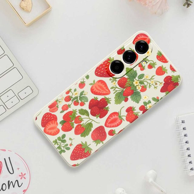 Samsung Galaxy Soft Cover mit Erdbeere-Design in Multicolour für verschiedene Modelle wie A56 A55 A54 A53 A52 A51 A35 A34 A32 A31 A25 A24 A23 A22 5G 4G - Bild 1