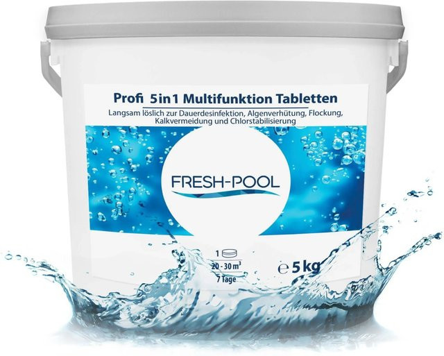 Fresh-Pool Profi 5in1 Multifunktion Tabletten zur Poolpflege mit Algizid und Flockung, 5 kg - Bild 1