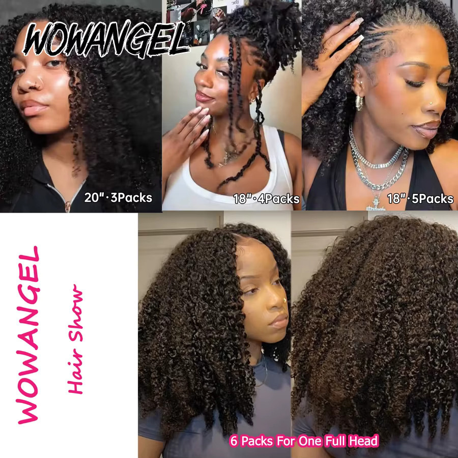 WOWANGEL Afro Kinky Curly Feather Häkel-Haarverlängerungen aus Echthaar - Bild 4