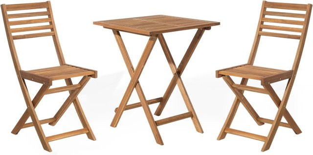 Beliani Bistro Set aus Akazienholz in Braun, B/T/H: 60 x 60 x 84 cm - Bild 1