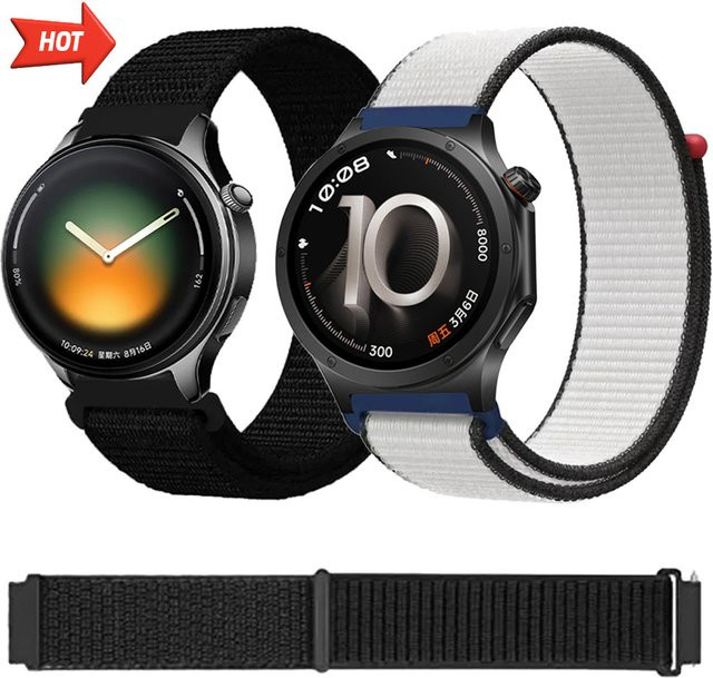 Nylonarmband Flag Style, Schwarz, Unisex, 22mm, 20mm - Bild 1
