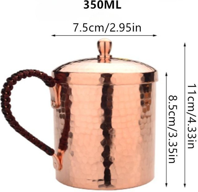 Homepretty Moscow Mule Becher aus massivem Kupfer, gehämmert, Roségold/Beige, 350 ml - Bild 1