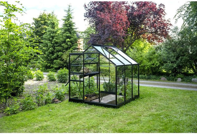 Halls Gewächshaus Popular Schwarz 3,8 m² mit 3 mm Sicherheitsglas - Bild 1