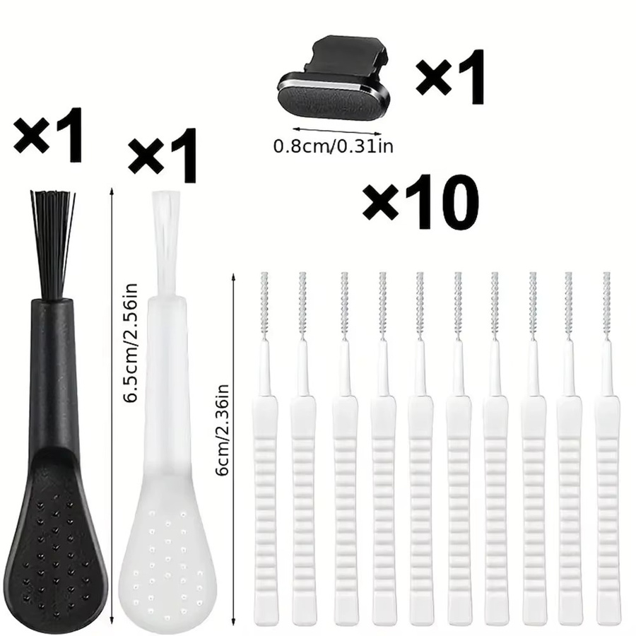 13-teiliges Handy Lautsprecher Staubentfernung Reiniger Tool Kit in Weiß für Apple iPhone 15 16 Pro Max und Kopfhörer zur Reinigung von Ladeanschluss und Staubschutzbürste - Bild 4
