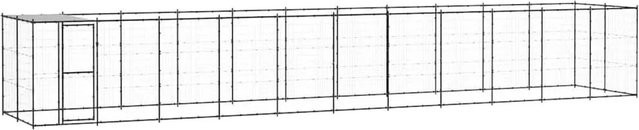 vidaXL Outdoor-Hundezwinger mit Überdachung aus Metall in Schwarz, Silber und Grau, B/T/H: 650 x 41 x 220 cm - Bild 1