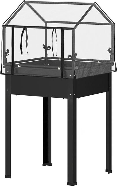 Outsunny Hochbeet aus Metall mit Abdeckung in Schwarz, erhöhtes Kräuterbeet und Gemüsebeet für Garten und Balkon, B/T/H: 60 x 60 x 120 cm - Bild 1