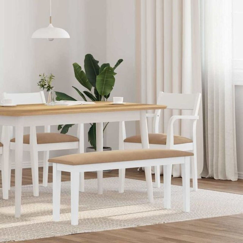 Sitzbank aus Massivholz in Weiß und Braun im skandinavischen Design von vidaxl, Breite: 110 cm - Bild 1