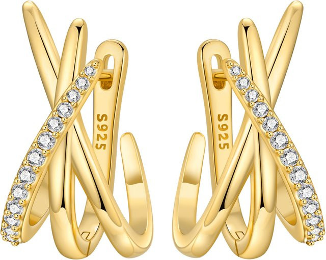 Orstarry Ohrringe, 925 Silber, Gold, Zirkonia, Damen - Bild 1