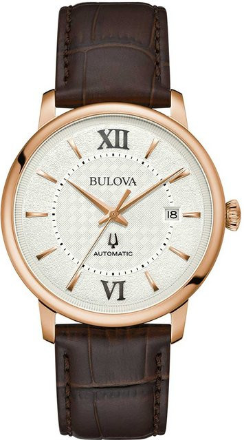 Bulova Herrenuhr Hudson, Automatik, Edelstahl, 39 mm, Leder, Silber - Bild 1