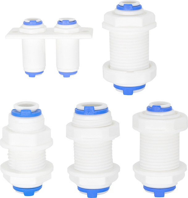 YQBS Umkehrosmoseanlage Schlauchanschlusskupplung mit geradem Schott und 1/4 Zoll sowie 3/8 Zoll Außendurchmesser aus Kunststoff für RO-Wassersysteme - Bild 1