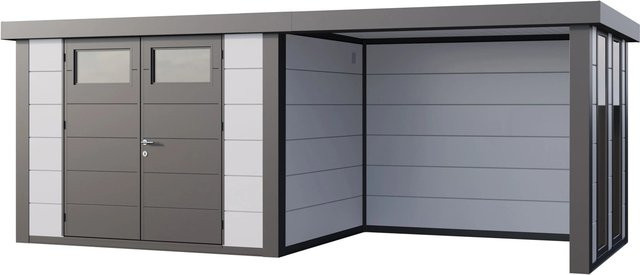 Telluria Gerätehaus Classico aus Stahl in Weiß B/H/T: 602 x 219 x 258 cm - Bild 1