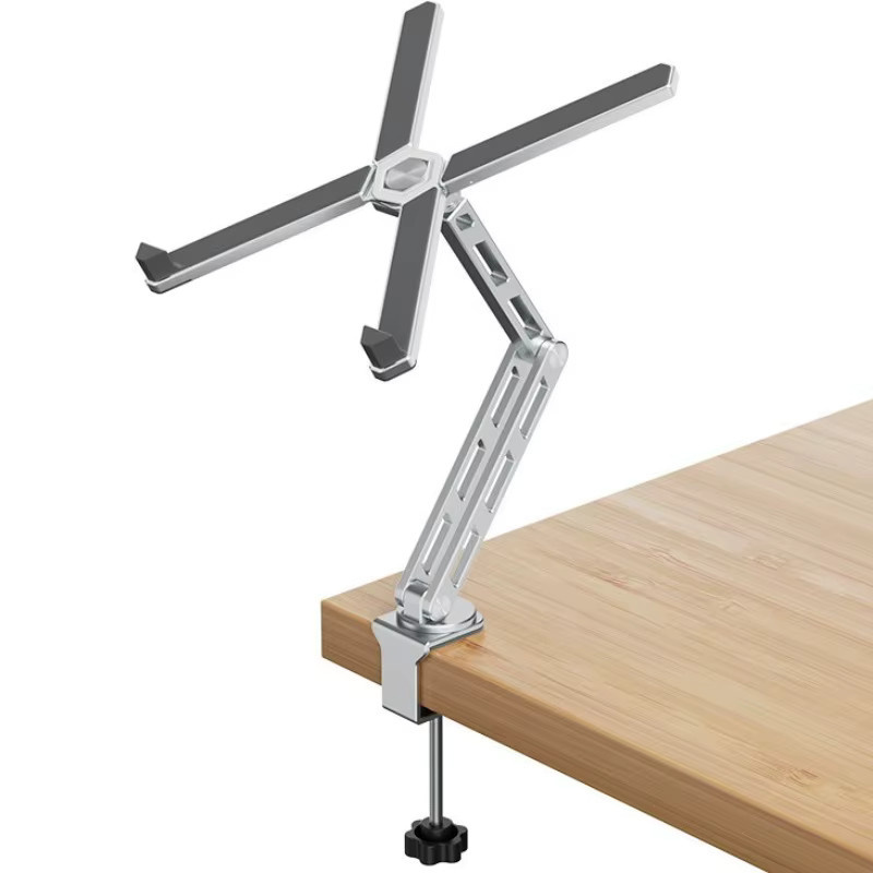Ideaway 2-in-1 Laptop-Halterung und Tablet-Armhalterung aus Aluminium in Silber mit 360 Grad Drehung und faltbarem Design - Bild 4